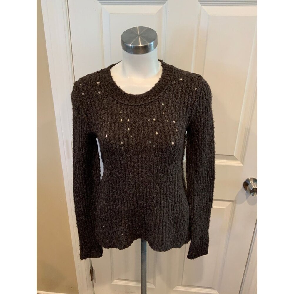 Free People Anthropologie Brown Eyelet Knit Sweater, Size S